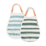 Lot de 2 bavoirs imperméables à élastique - Rayures Bleu/vert