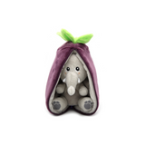 Doudou réversible - Velvet L'Éléphant/Aubergine