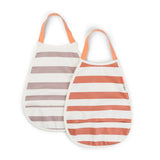 Lot de 2 bavoirs imperméables à élastique - Rayures Orange/mauve
