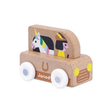 Voiture à licorne en bois