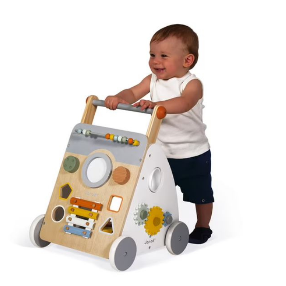 Janod - Chariot Multi-Activités Tropik - Chariot de Marche en Bois - Jouet Educatif 6 Activités - Roues Silencieuses et Ecrous Stop - Certifié FSC - Peinture à l'Eau - dès 1 An, J08269 Janod - Chariot Multi-Activités Tropik - Chariot de Marche en Bois - Jouet Educatif 6 Activités - Roues Silencieuses et Ecrous Stop - Certifié FSC - Peinture à l'Eau - dès 1 An, J08269