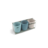 Lot de 3 mini gobelets en silicone - Bleu & sable