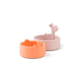 Lot de 2 bols en silicone - Lalee & Birdee rose/corail