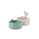 Lot de 2 bols en silicone - Lalee & Birdee sable/vert